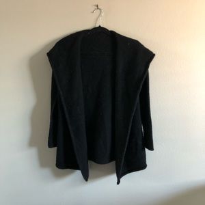 VINCE black knit hooded sweater open cardigan S